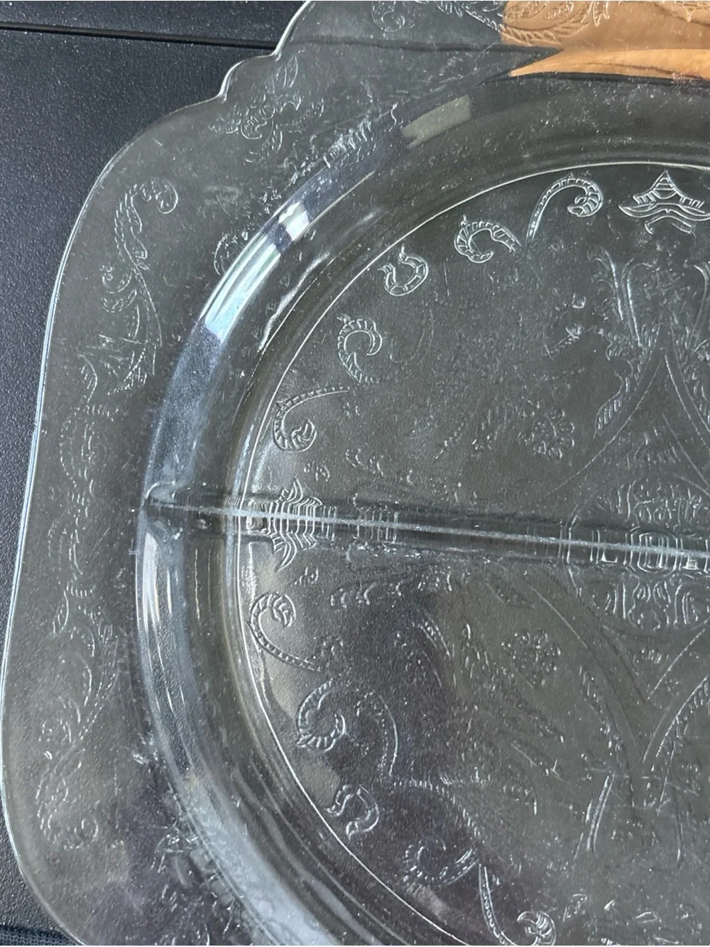 Clear Embossed Glass Serving Platter - Elegant Clear Design